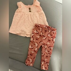 Rene Rofe Peach Top and Floral Leggings Set